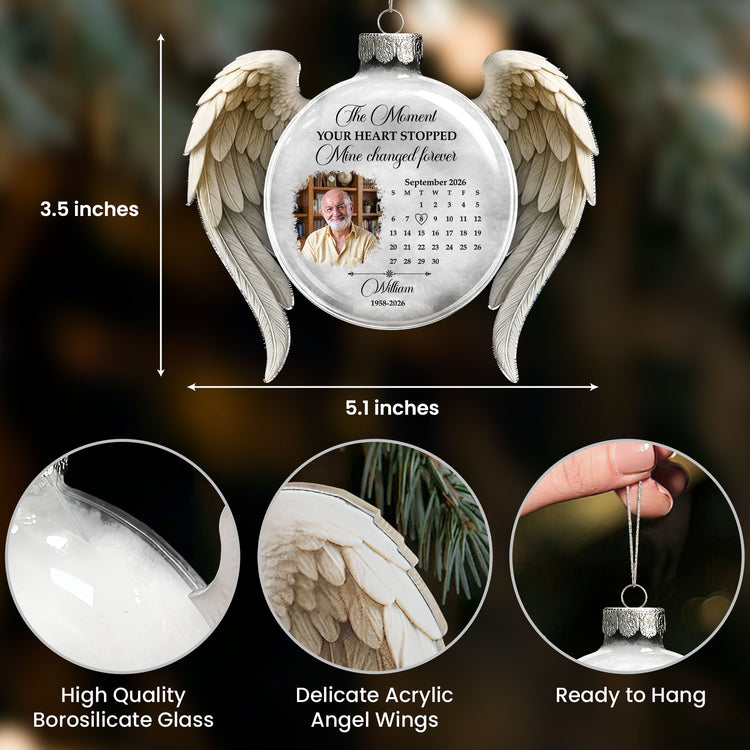 The Moment Your Heart Stopped Mine Changed Forever 3D Ball With Wings - Personalized Ornament 4