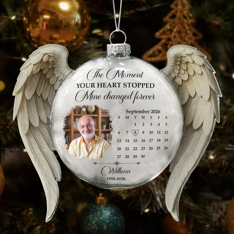 The Moment Your Heart Stopped Mine Changed Forever 3D Ball With Wings - Personalized Ornament 5