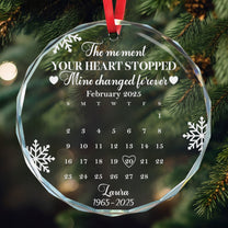 The Moment Your Heart Stopped Mine Changed Forever Calendar - Personalized Glass Ornament