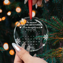 The Moment Your Heart Stopped Mine Changed Forever Calendar - Personalized Glass Ornament