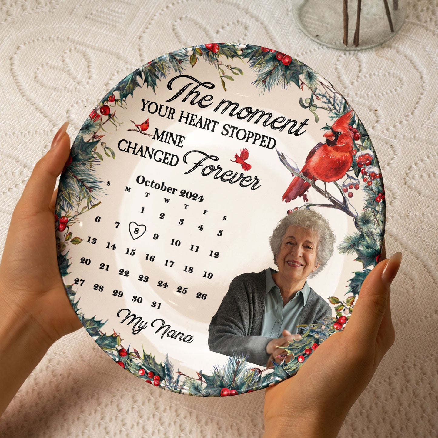 The Moment Your Heart Stopped Mine Changed Forever - Personalized Ceramic Photo Plate