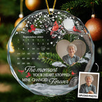 The Moment Your Heart Stopped Mine Changed Forever - Personalized Glass Photo Ornament
