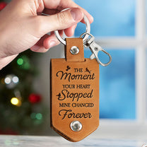 The Moment Your Heart Stopped Mine Changed Forever - Personalized Leather Photo Keychain