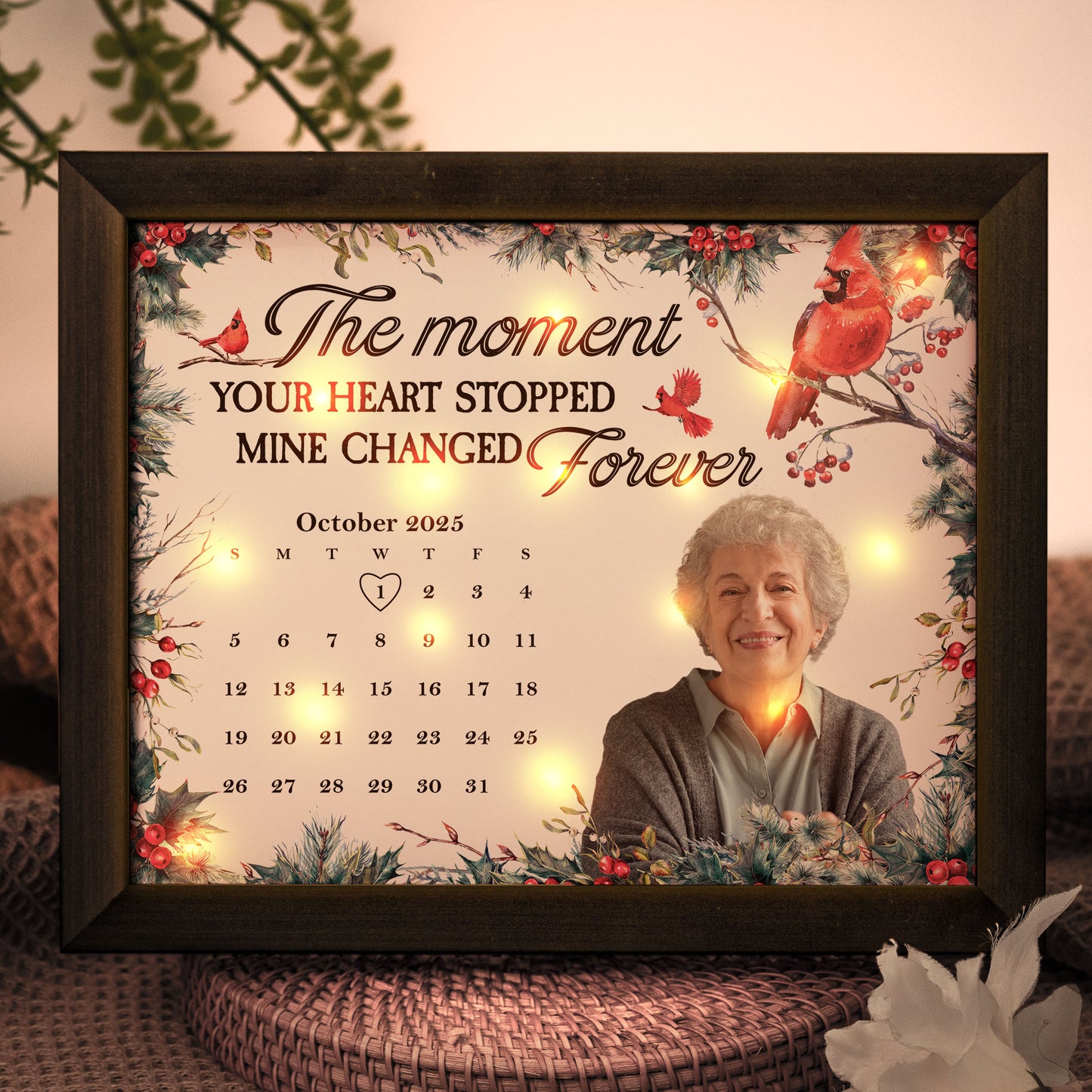 The Moment Your Heart Stopped Mine Changed Forever - Personalized Photo LED Shadow Box