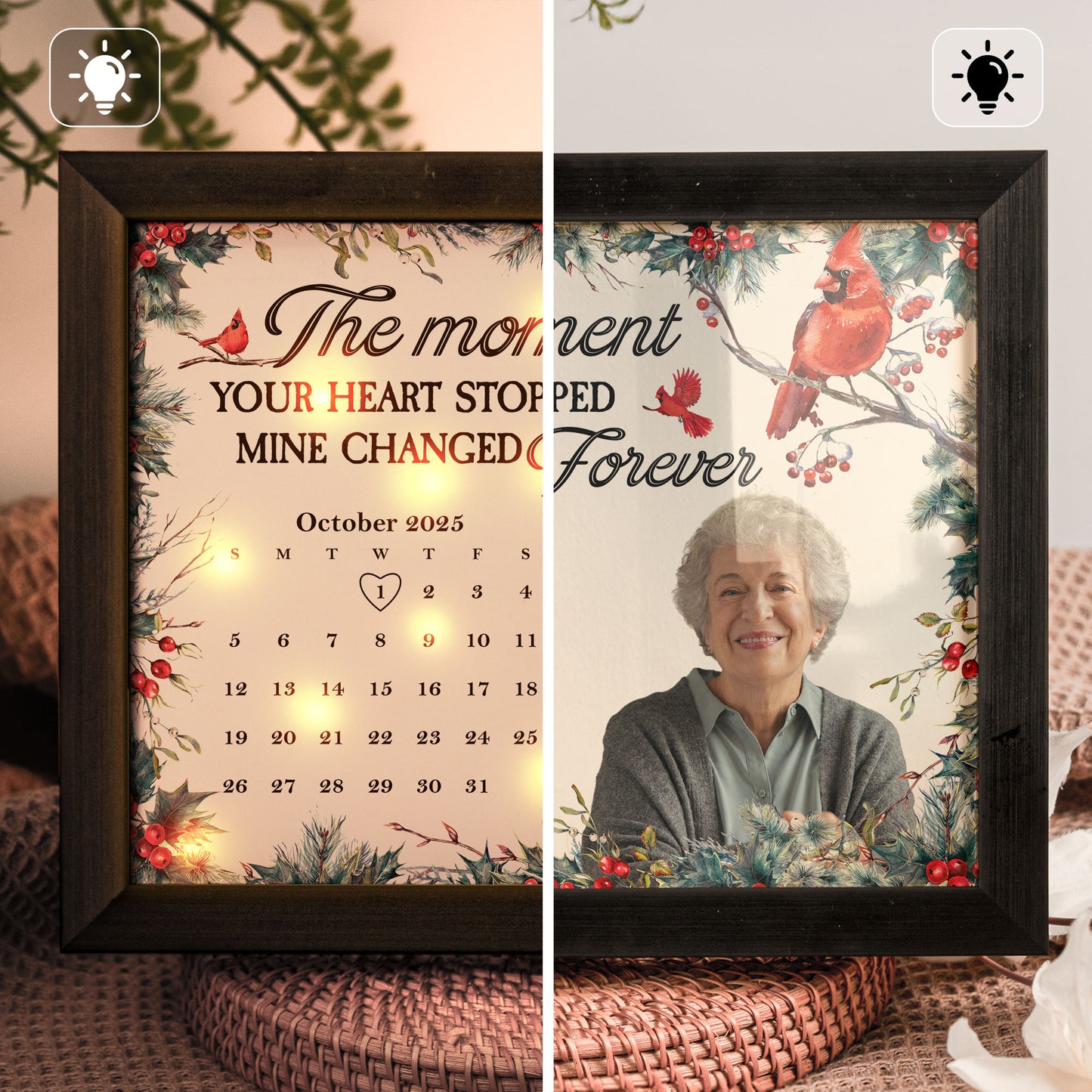 The Moment Your Heart Stopped Mine Changed Forever - Personalized Photo LED Shadow Box