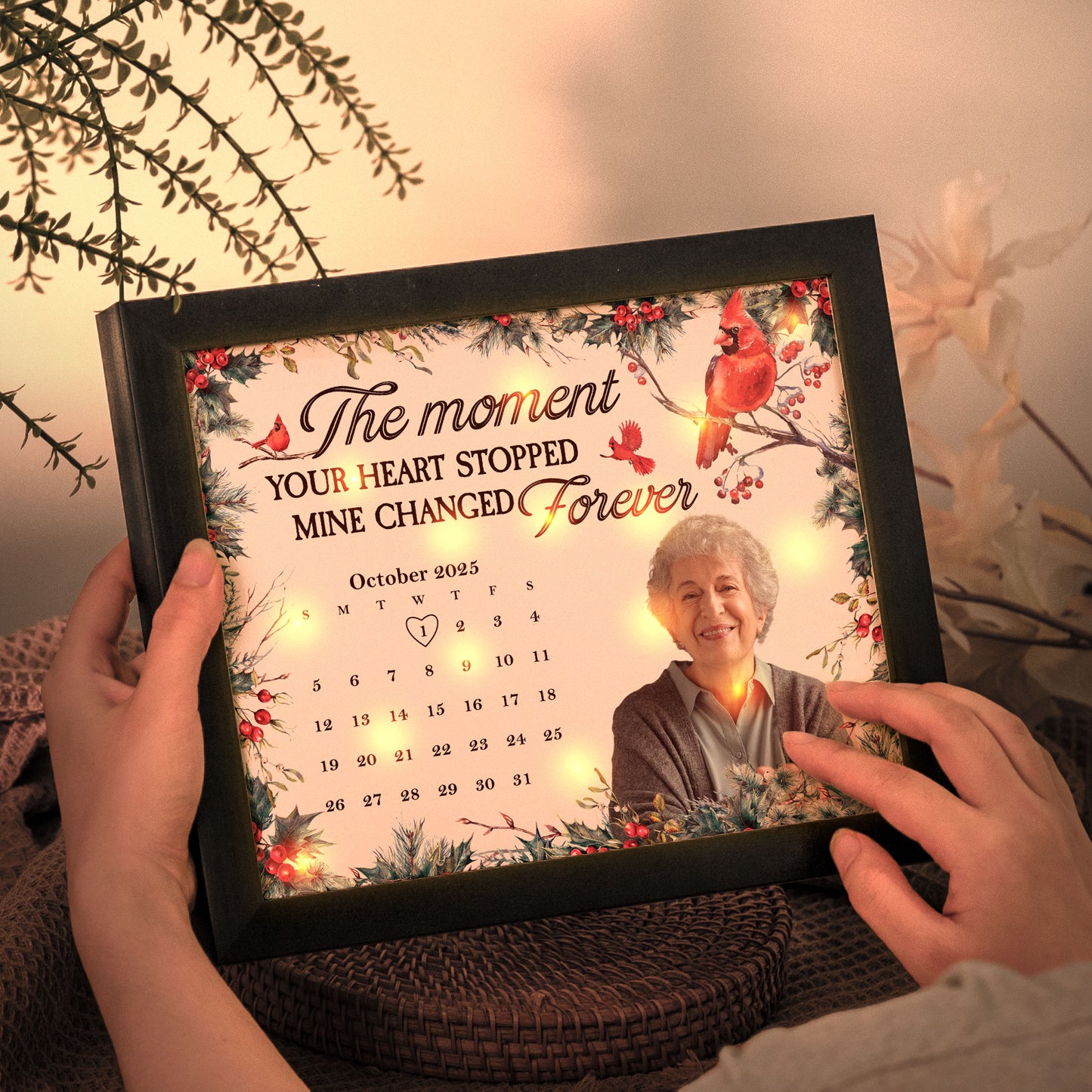 The Moment Your Heart Stopped Mine Changed Forever - Personalized Photo LED Shadow Box