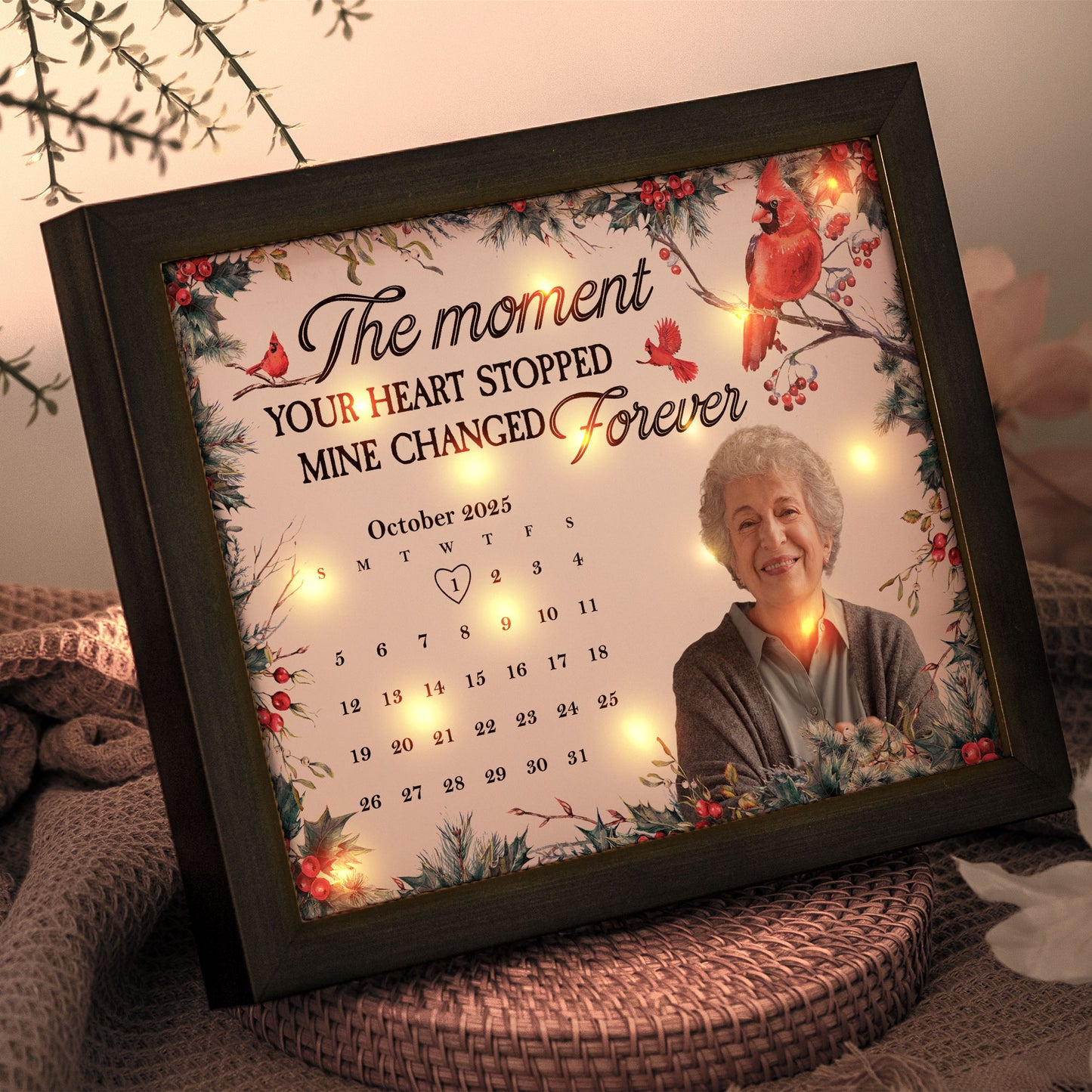 The Moment Your Heart Stopped Mine Changed Forever - Personalized Photo LED Shadow Box