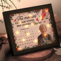 The Moment Your Heart Stopped Mine Changed Forever - Personalized Photo LED Shadow Box