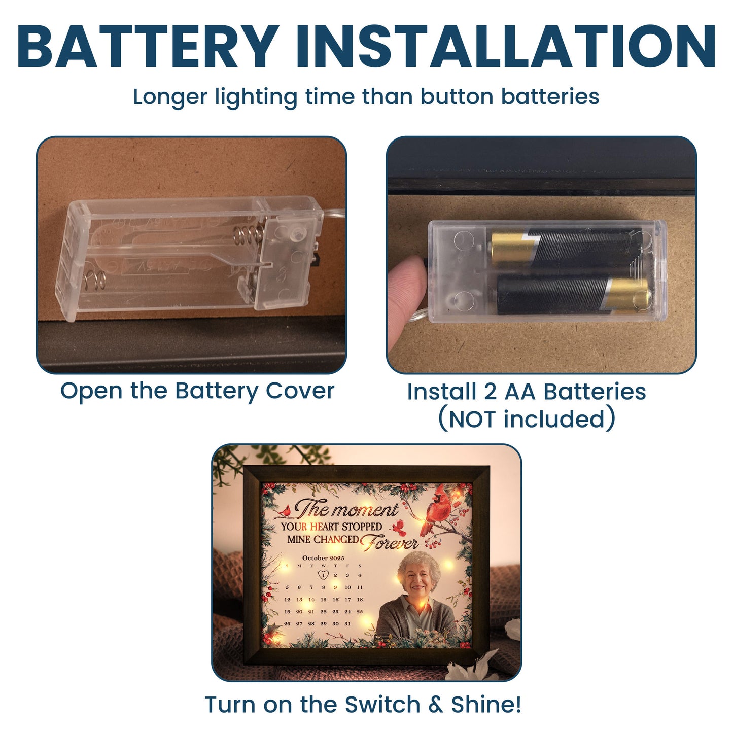 The Moment Your Heart Stopped Mine Changed Forever - Personalized Photo LED Shadow Box