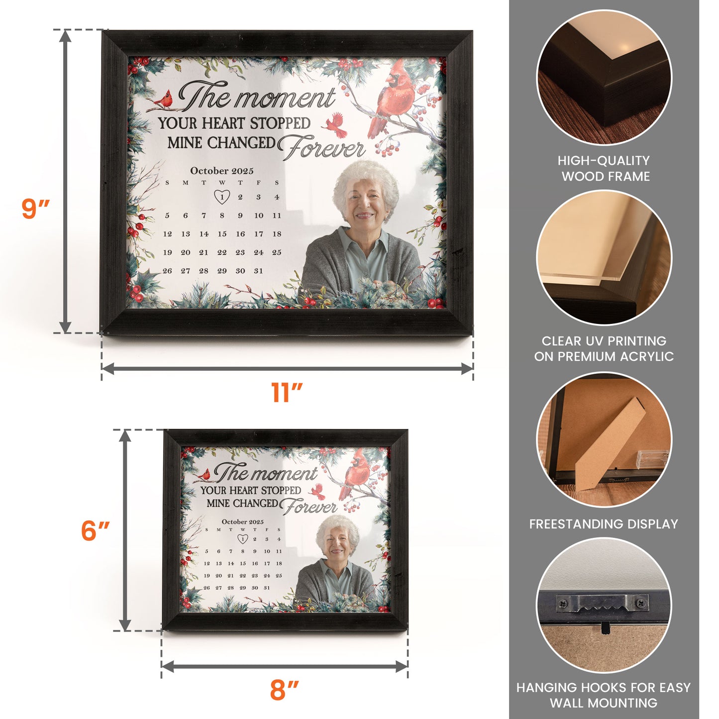 The Moment Your Heart Stopped Mine Changed Forever - Personalized Photo LED Shadow Box