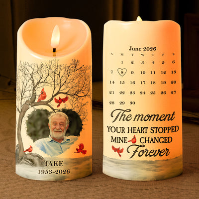 The Moment Your Heart Stopped Mine Changed Forever - Personalizes Photo LED Candle
