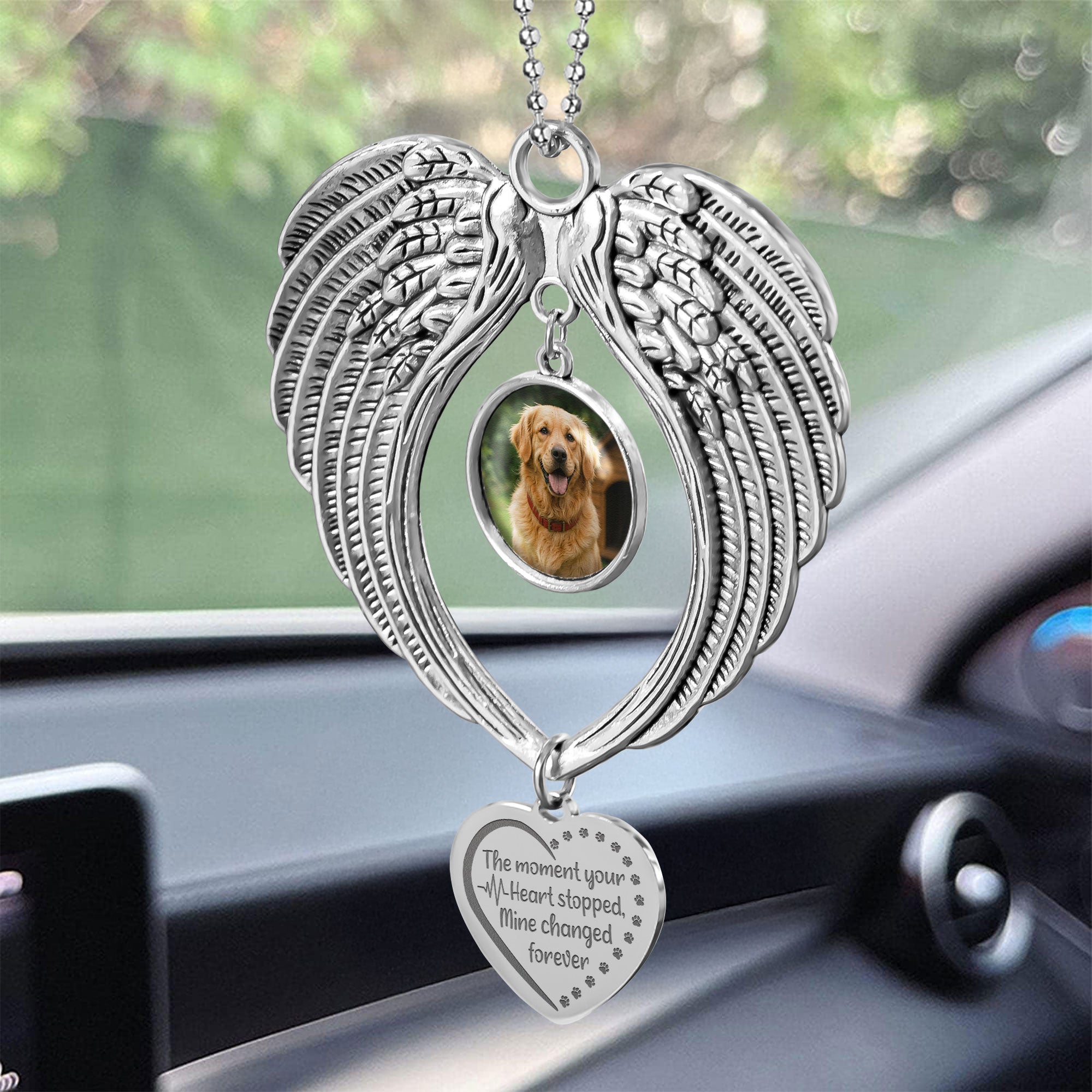 The Moment Your Heart Stopped, Mine Changed Forever - Custom Angel Wings Photo Ornament