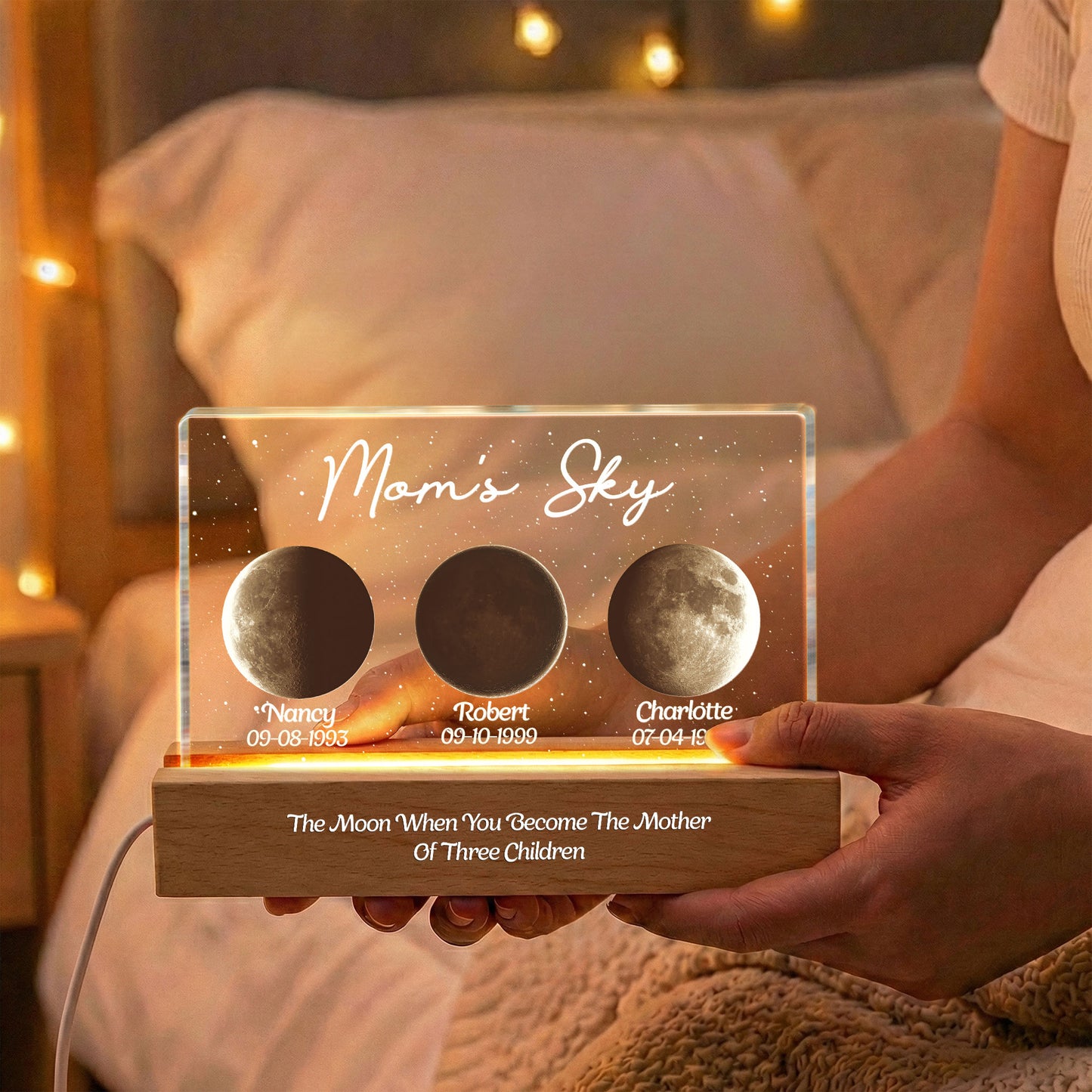 The Moon When You Become The Mother - Custom Moons Phase - Personalized LED Night Light