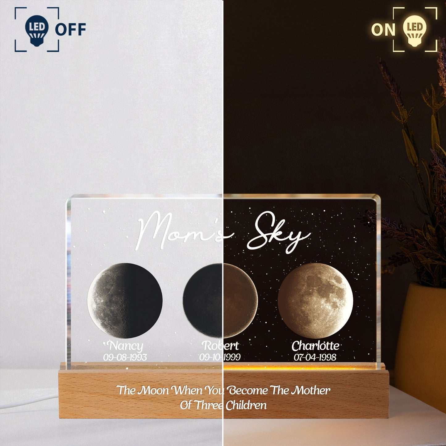 The Moon When You Become The Mother - Custom Moons Phase - Personalized LED Night Light