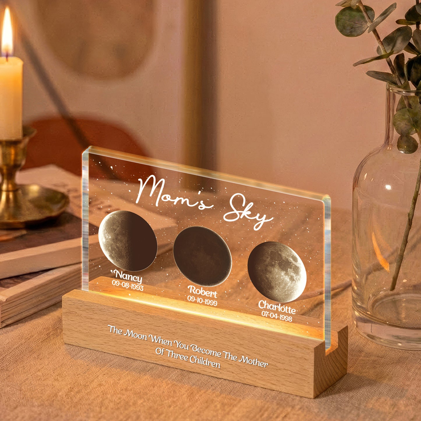 The Moon When You Become The Mother - Custom Moons Phase - Personalized LED Night Light