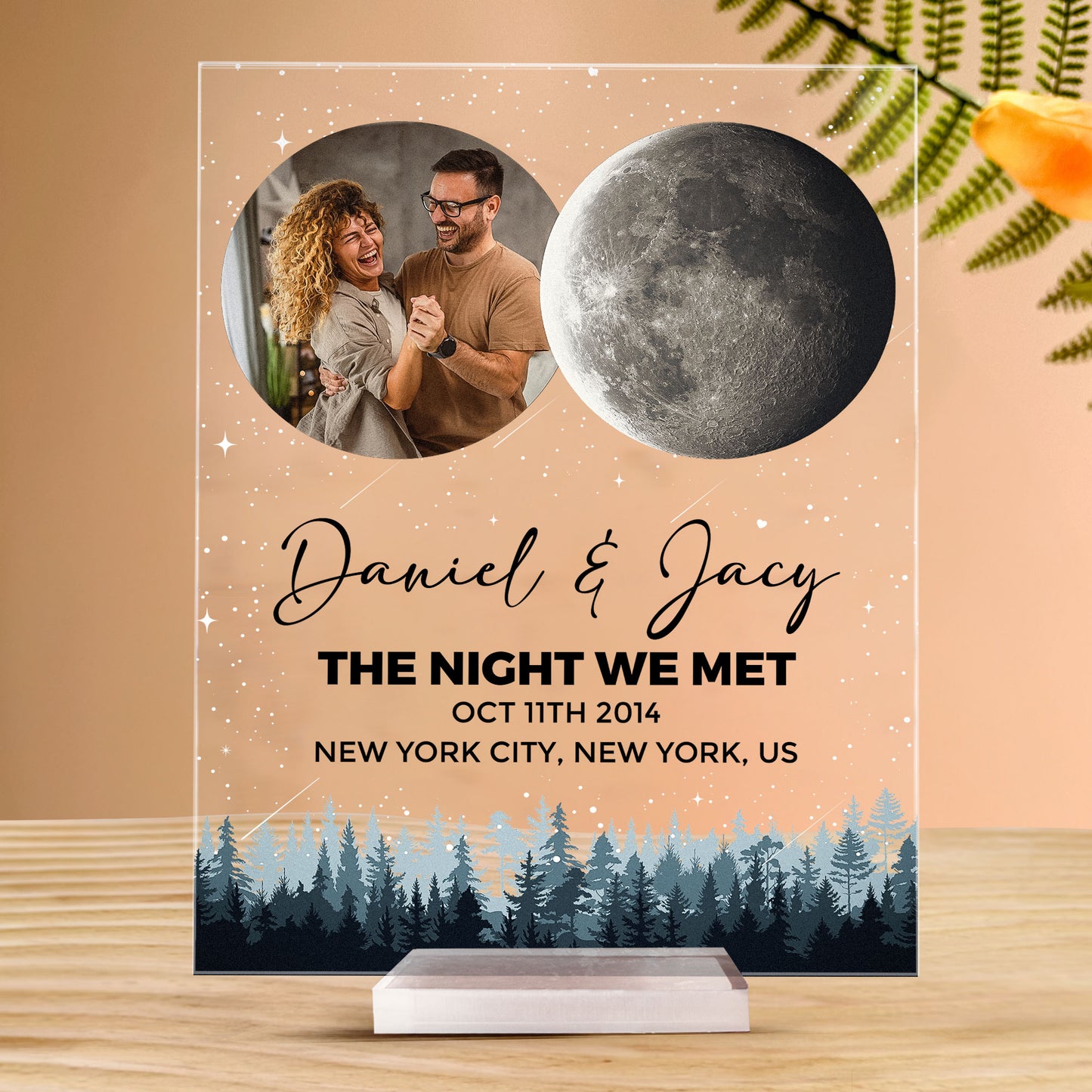 The Night Of Our First Date Custom Moon Phase - Personalized Acrylic Photo Plaque