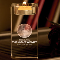 The Night Our Story Began Custom Moon Phase - Personalized 2D Crystal Candle Holder