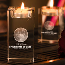 The Night Our Story Began Custom Moon Phase - Personalized 2D Crystal Candle Holder