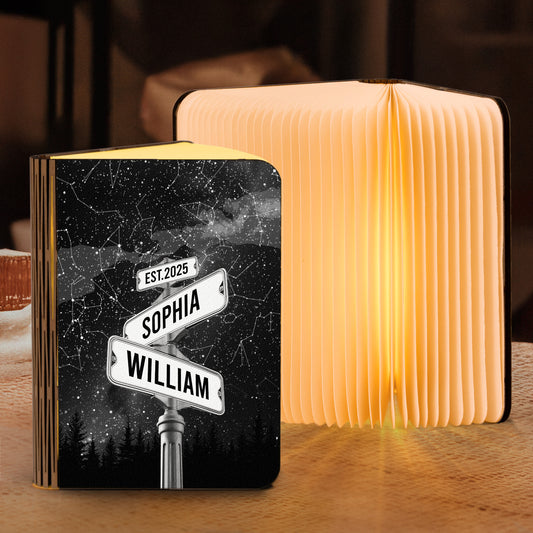 The Night We Met Couple Star Map Custom Name Street Sign - Personalized Book Lamp