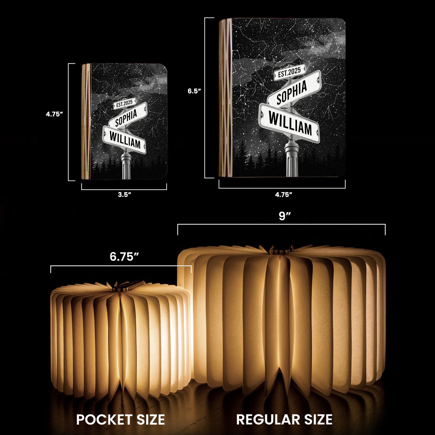 The Night We Met Couple Star Map Custom Name Street Sign - Personalized Book Lamp