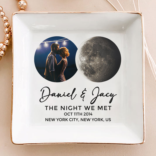 The Night We Met Custom Moon Phase - Personalized Photo Jewelry Dish