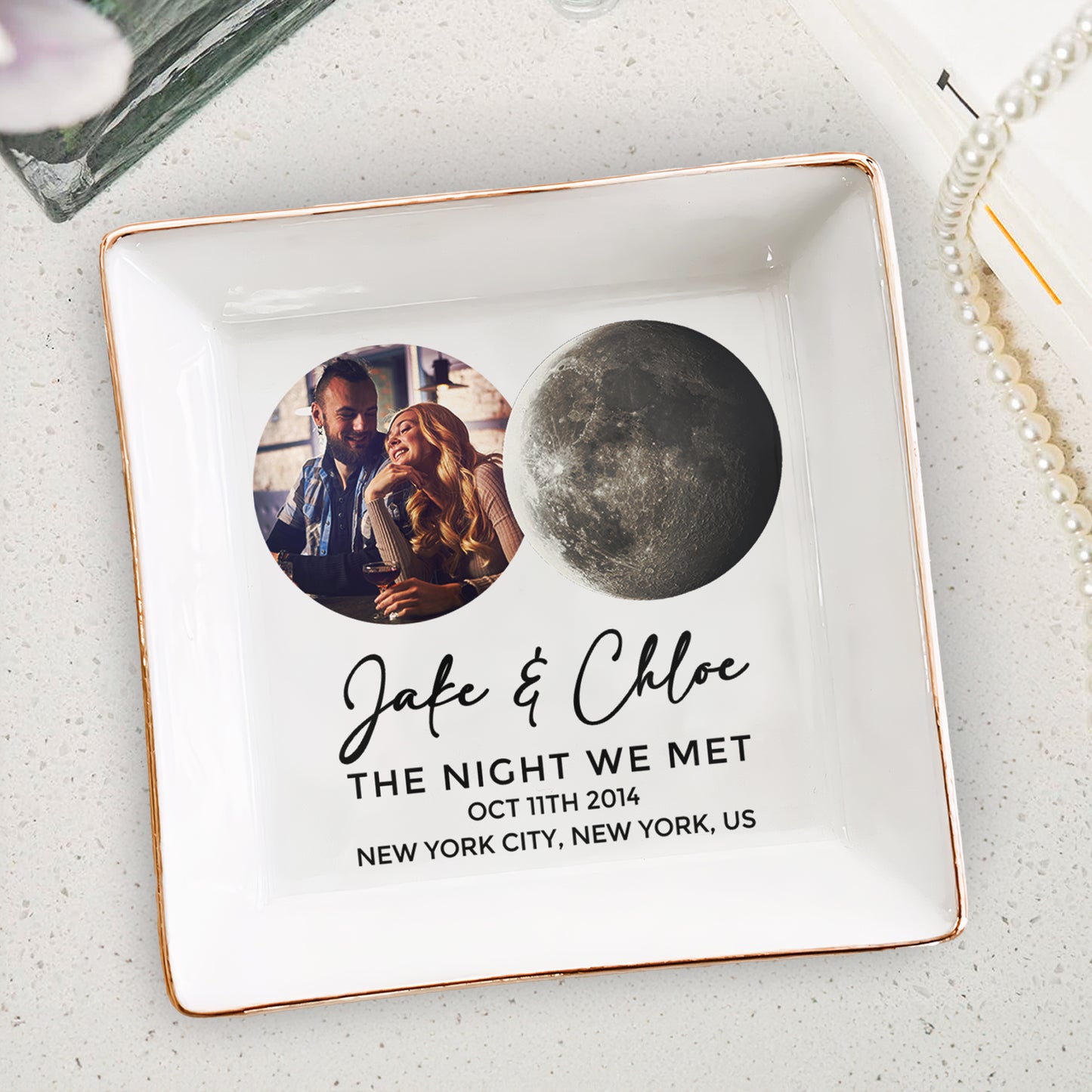 The Night We Met Custom Moon Phase - Personalized Photo Jewelry Dish