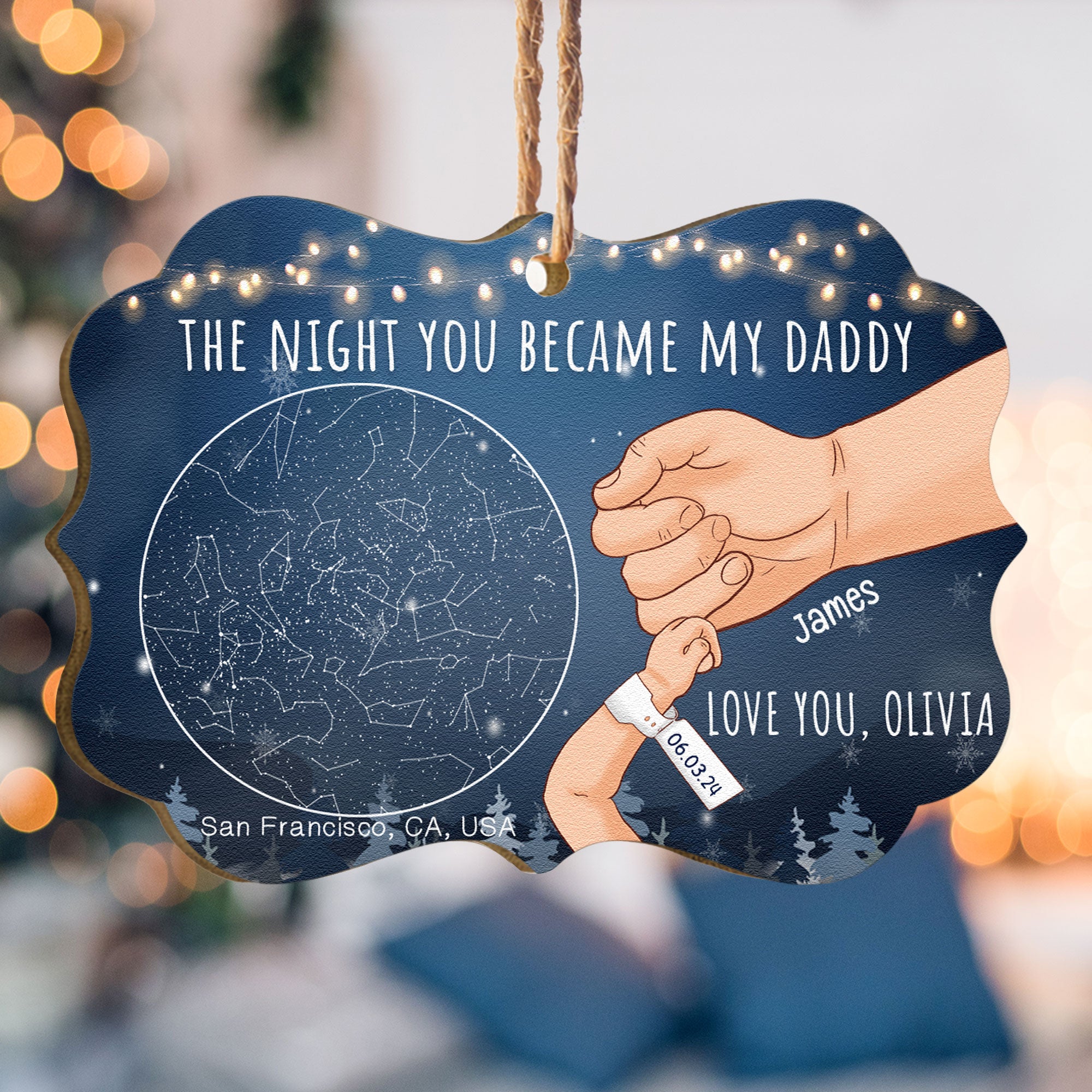 The Night You Became My Daddy Custom Star Map - Personalized Wooden Or ...