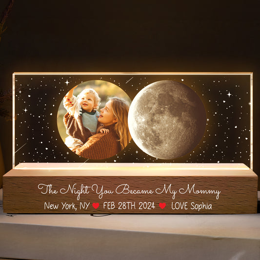 The Night You Became My Mommy Moon Phase - Personalized Photo LED Night Ligh