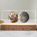 The Night You Became My Mommy Moon Phase - Personalized Photo LED Night Light