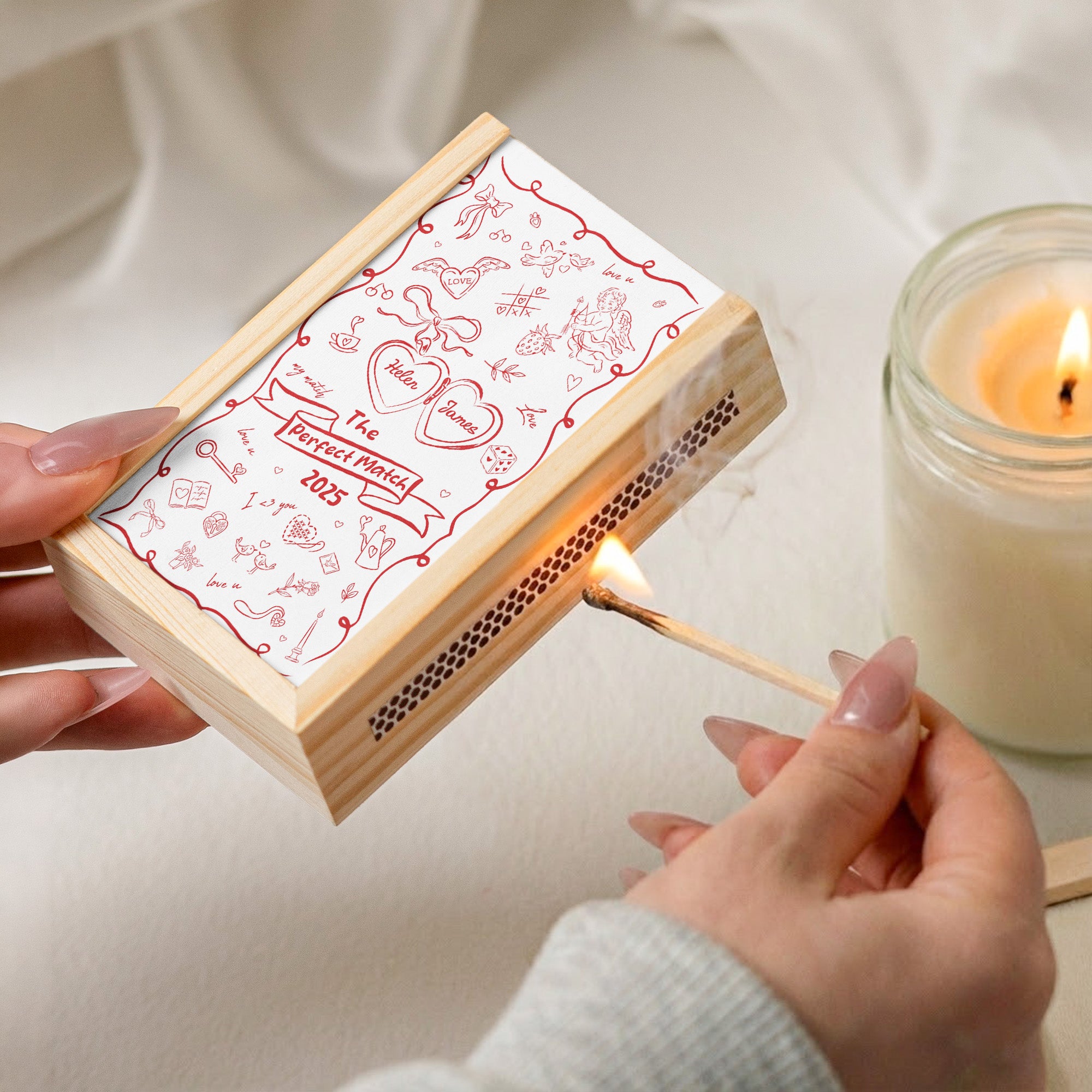 The Perfect Match - Couple Gifts - Personalized Wooden Matchbox