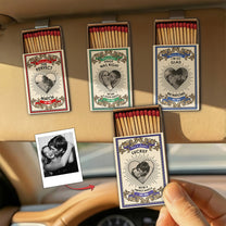 The Perfect Match - Vintage Photo Gifts For Couples - Personalized Wooden Photo Car Visor Clip