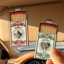 The Perfect Match - Vintage Photo Gifts For Couples - Personalized Wooden Photo Car Visor Clip