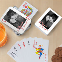 The Perfect Pair How Lucky Are We, Desk Game Night Idea For Couples - Personalized Playing Photo Cards With Metal Box