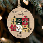 The Pieces That Make Our Family Christmas 2 Layers Ornament - Personalized Wooden Ornament