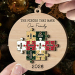 The Pieces That Make Our Family Christmas 2 Layers Ornament - Personalized Wooden Ornament