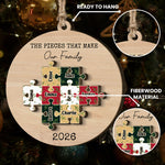 The Pieces That Make Our Family Christmas 2 Layers Ornament - Personalized Wooden Ornament