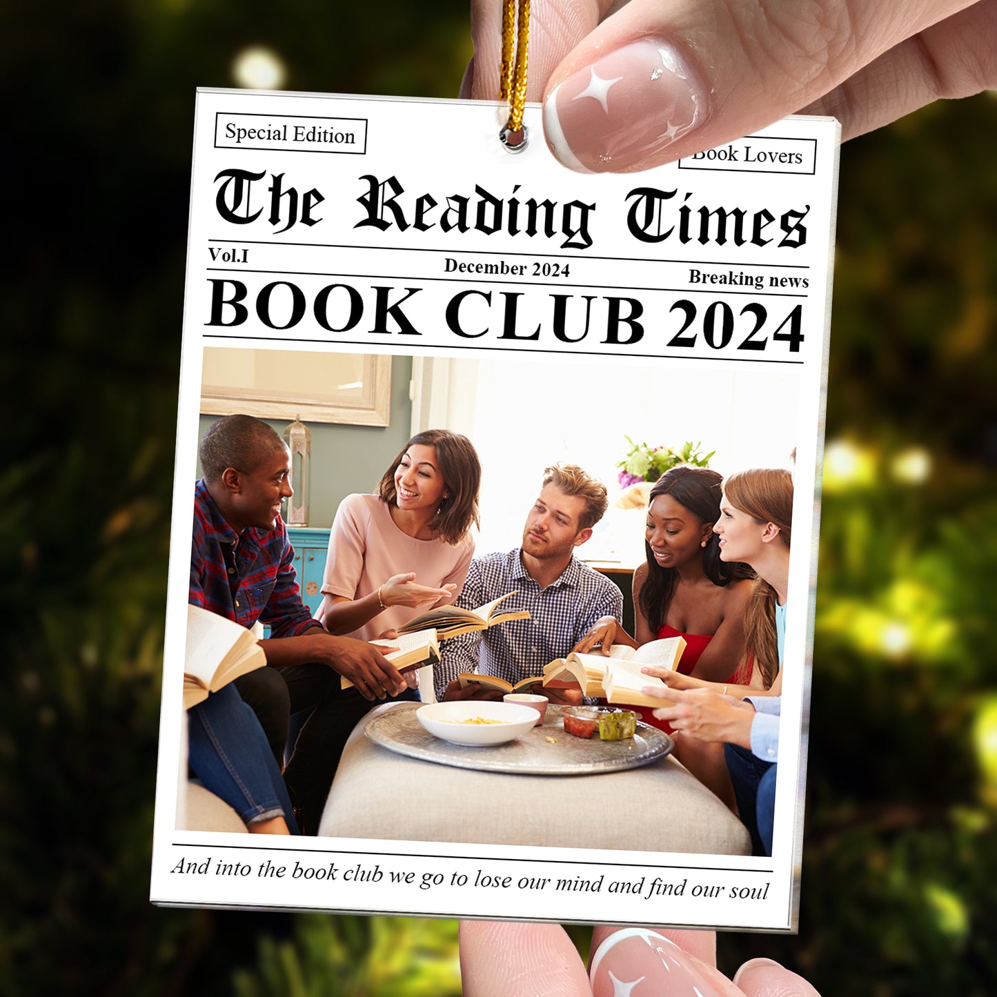 The Reading Times Book Club Newspaper - Personalized Acrylic Photo Ornament