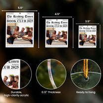 The Reading Times Book Club Newspaper - Personalized Acrylic Photo Ornament