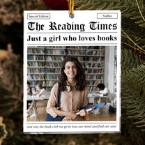 The Reading Times Book Lovers Newspaper - Personalized Acrylic Photo Ornament