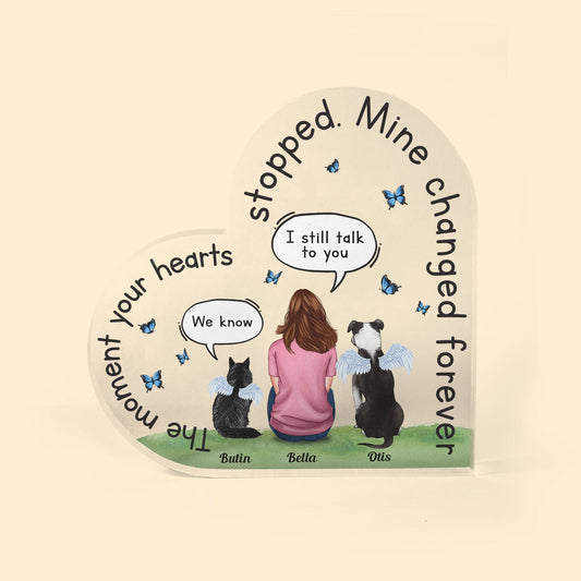 The Road To My Heart Is Paved With Pawprints - Personalized Heart Shaped Acrylic Plaque - Memorial, Sympathic Gift For Loss Cat & Dog's Owner, Pet Loss