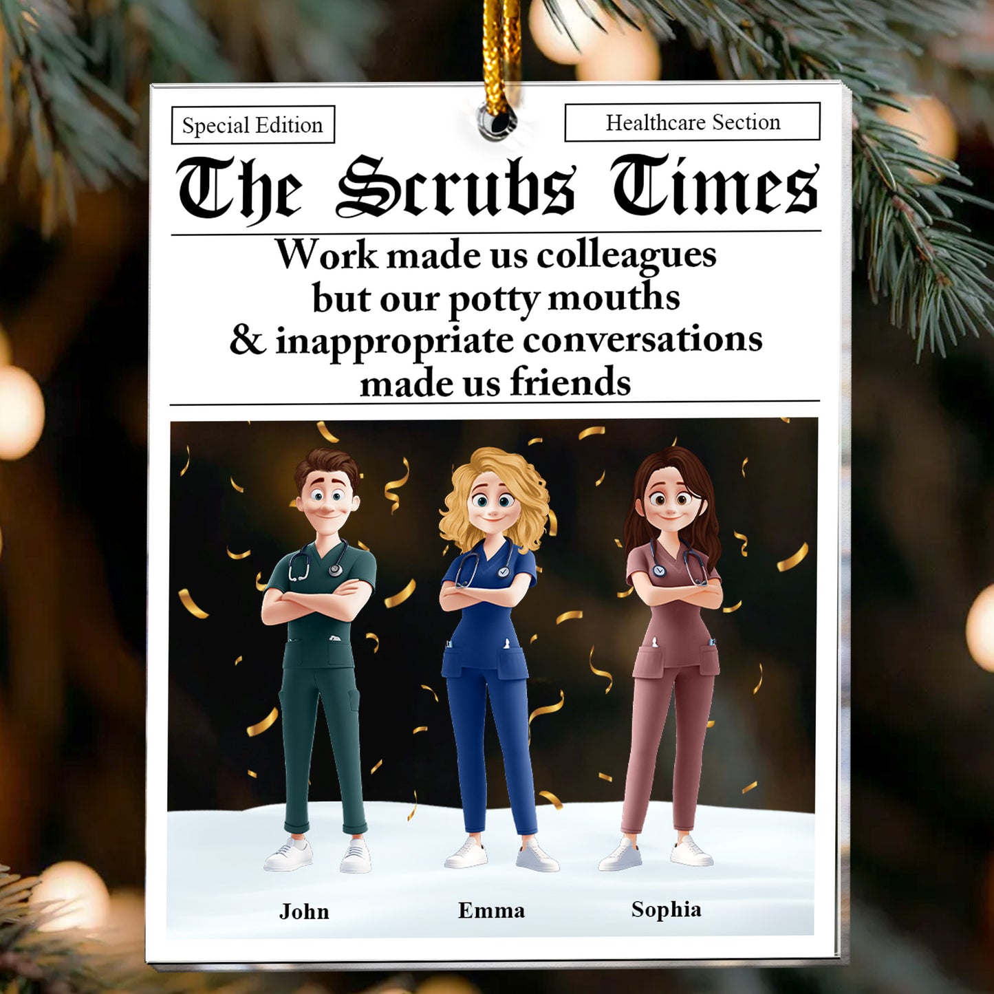 The Scrubs Times - Nurse Newspaper Custom - Personalized Acrylic Ornament