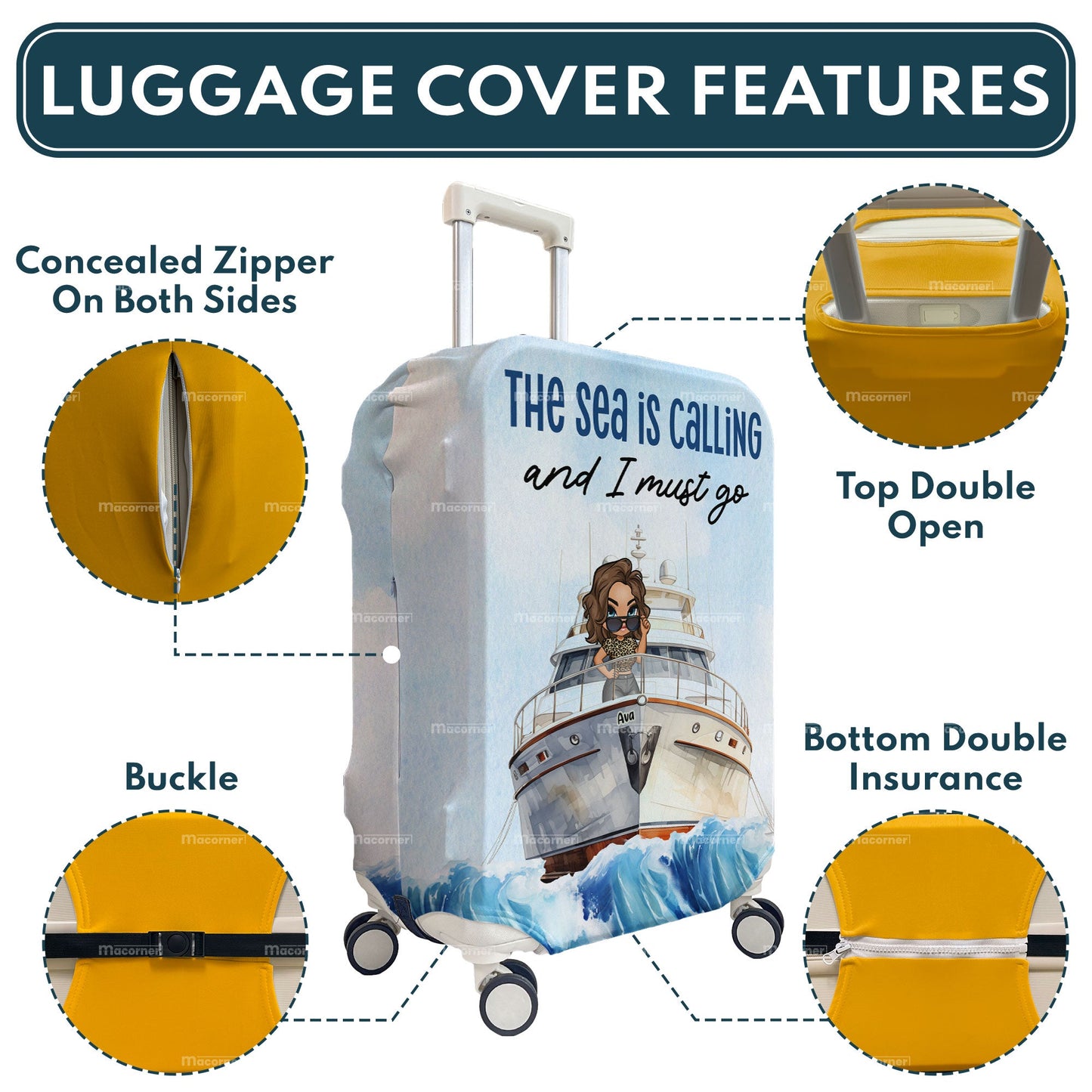 The Sea Is Calling Me - Personalized Luggage Cover