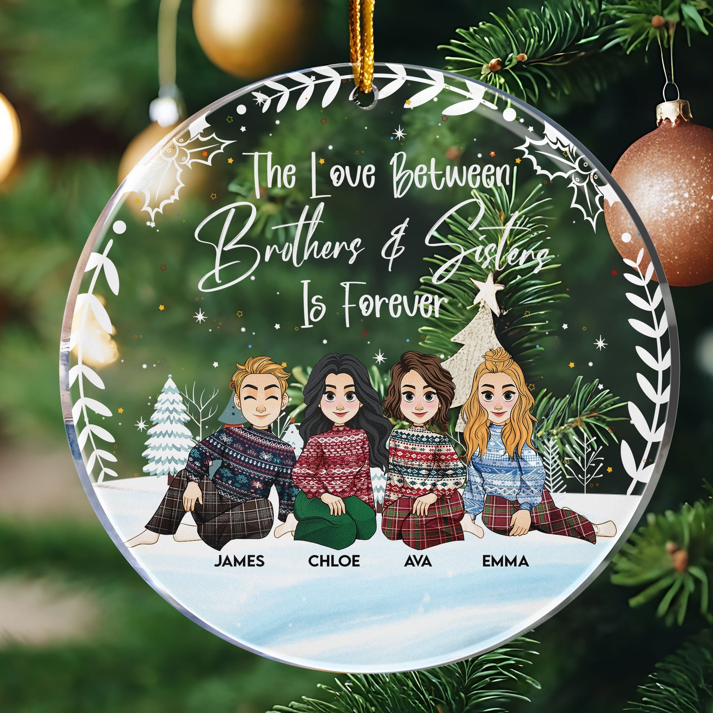 The Siblings Love Is Forever - Personalized Acrylic Ornament