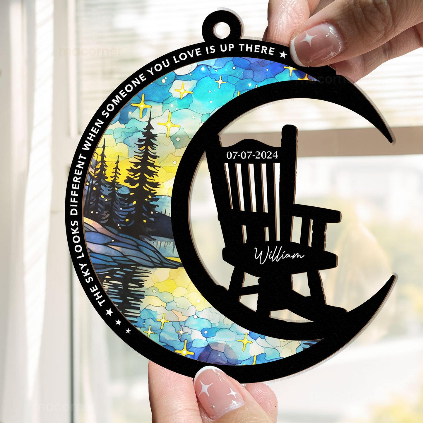 The Sky Looks Different Memorial - Personalized Window Hanging Suncatcher Ornament