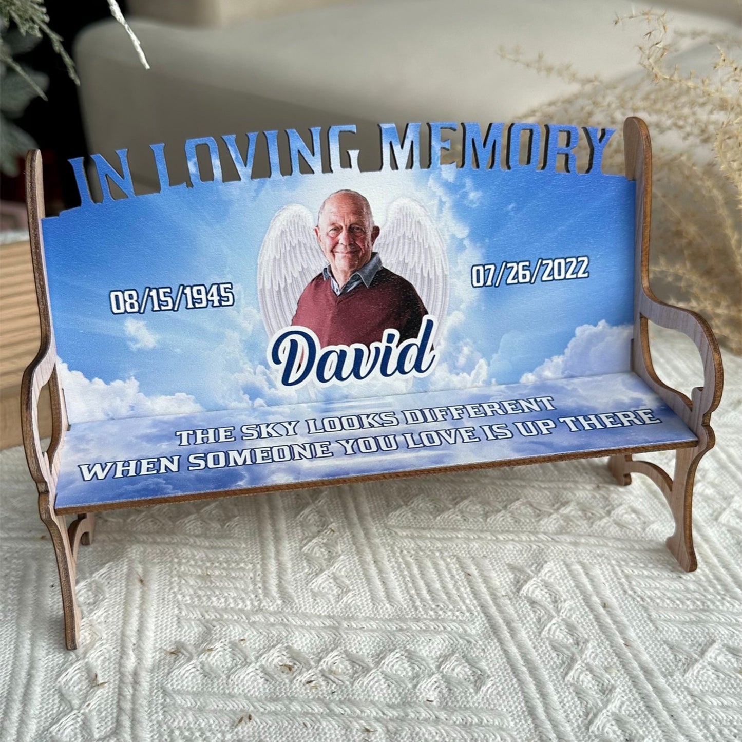 The Sky Looks Different - Personalized Photo Memorial Bench