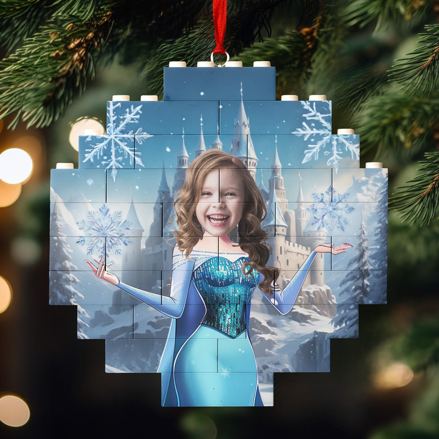 The Snow Princess - Christmas Gifts For Little Girls, Daughter - Custom Buildable Christmas Photo Ornament