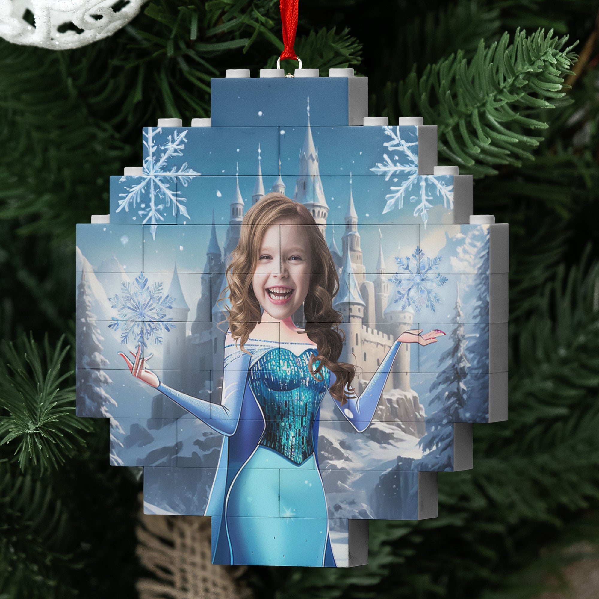 The Snow Princess - Christmas Gifts For Little Girls, Daughter - Custom Buildable Christmas Photo Ornament