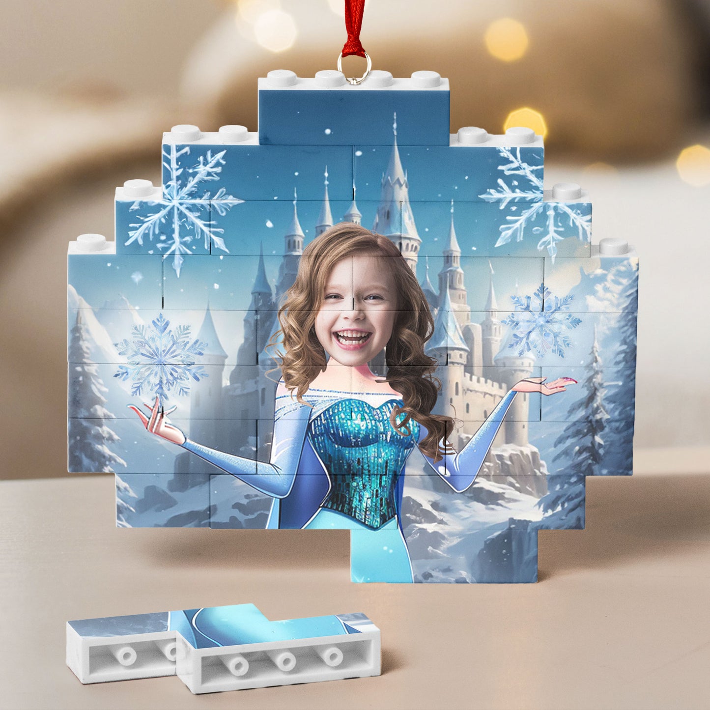 The Snow Princess - Christmas Gifts For Little Girls, Daughter - Custom Buildable Christmas Photo Ornament