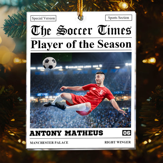 The Soccer Times Newspaper - Personalized Acrylic Photo Ornament