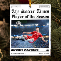 The Soccer Times Newspaper - Personalized Acrylic Photo Ornament